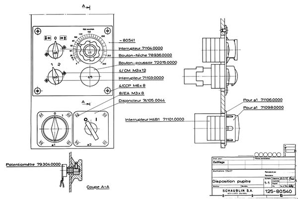 Пульт керування коробкою подач верстата Schaublin-125 токарно-гвинторізного верстата Schaublin 125